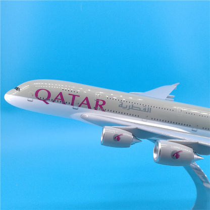 36CM 1:202 QATAR AIRBUS A380 A7-APC Passenger Plane Plane Aircraft Resin Model