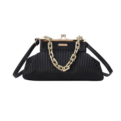 Elegant Clutch Shoulder Bag Chain Handle Handbag Pleated Shoulder Bag 18*31*11CM