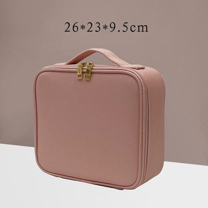 Leather Clapboard Cosmetic Bag Professional Make Up Case Large Traveling Insert