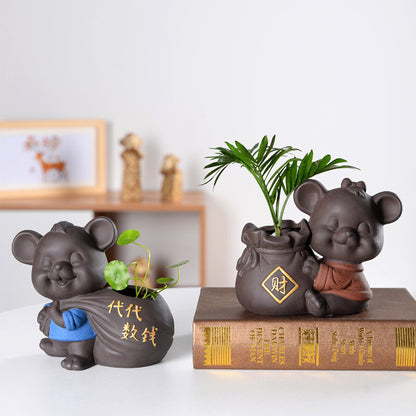 Table Decoration Creative Tea Pet Yixing Zisha Purple Clay Pen Holder Small Vase