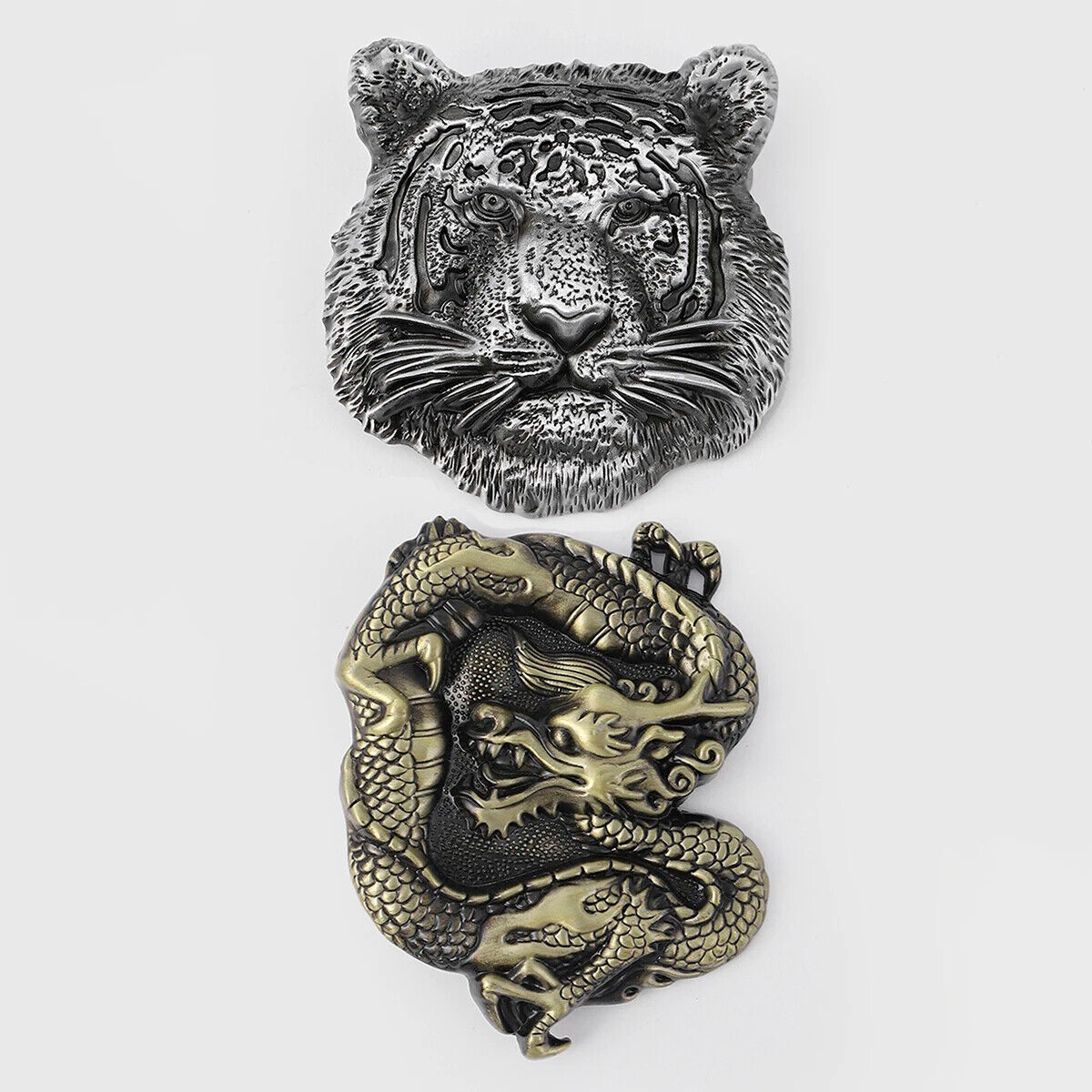 Men Belt Buckle Metal Tiger Chinese Dragon Shape DIY Craft Accessories 5.2x7.7cm
