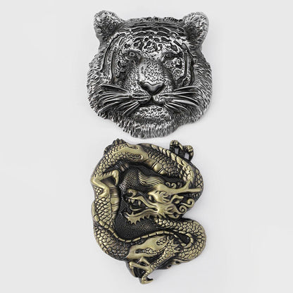 Men Belt Buckle Metal Tiger Chinese Dragon Shape DIY Craft Accessories 5.2x7.7cm