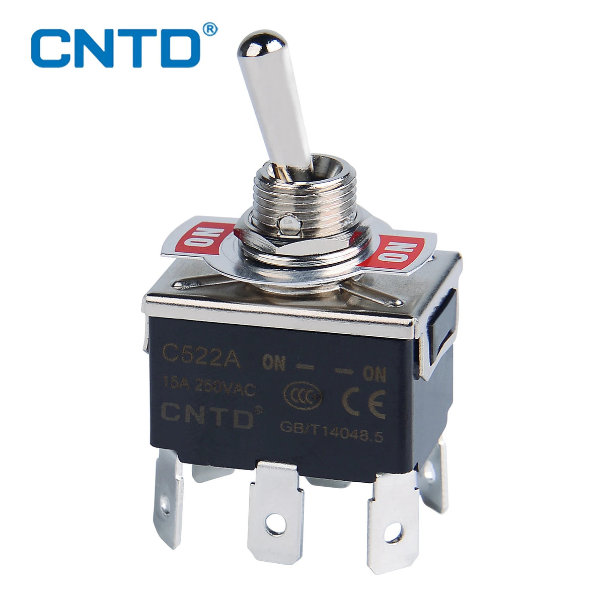 CNTD Self-locking Toggle Switch 15A 250VAC C5 Series Single Pole Double Pole
