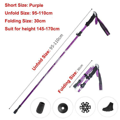 5-Section Folding Trekking Poles Nordic Walking Stick Hiking Telescopic Cane 1PC