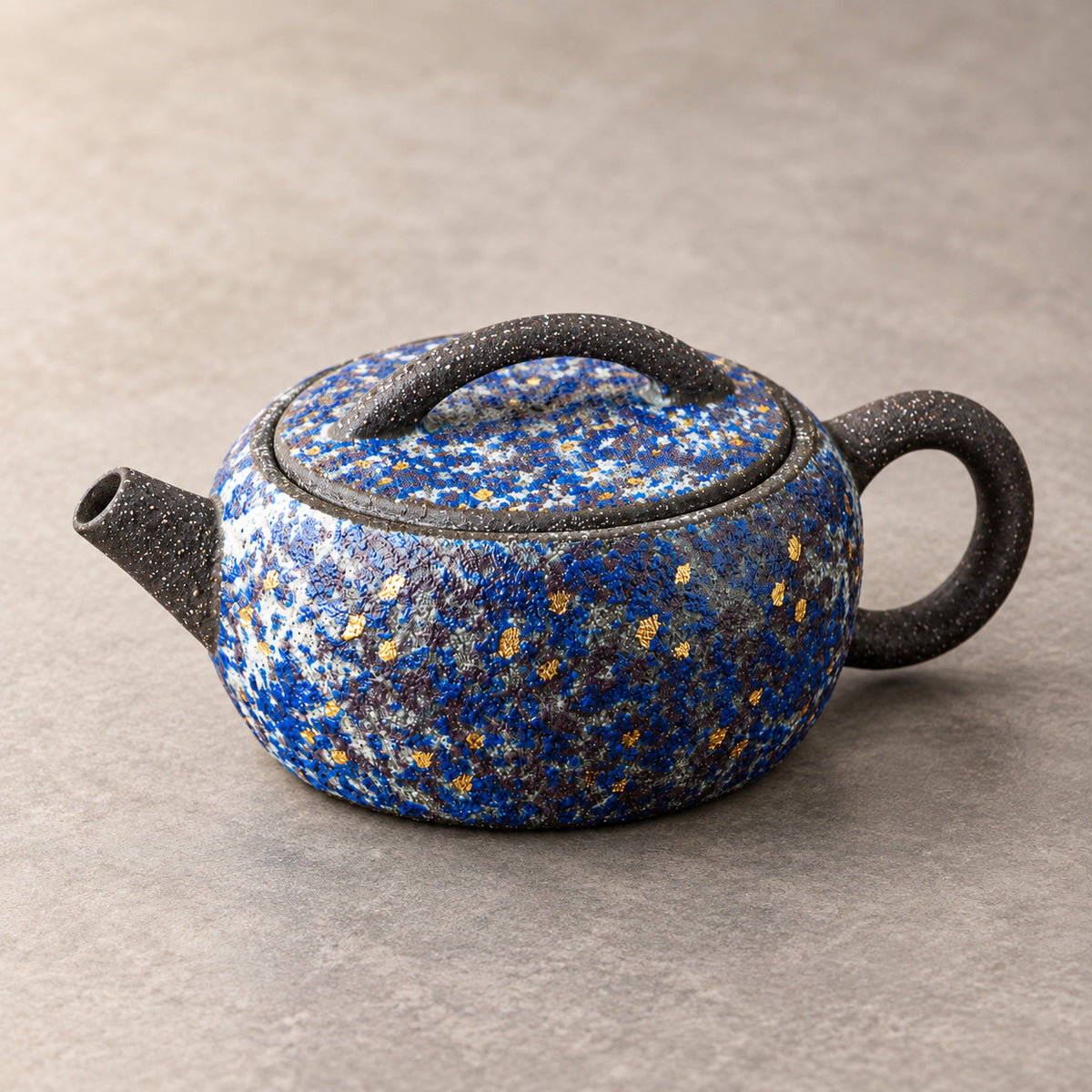 Handmade Ceramic Teapot Mineral Glaze Gold Accent Gongfu Tea Pot 150ml