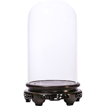 New Glass Display Dome Ebony Wood Base Case Cloche Globe Cover Protection Decor