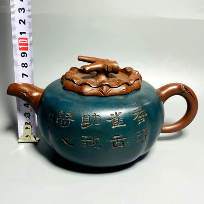 Vintage China Yixing Purple Clay Teapot Zisha Pure Handmade Bamboo Teaware Rare