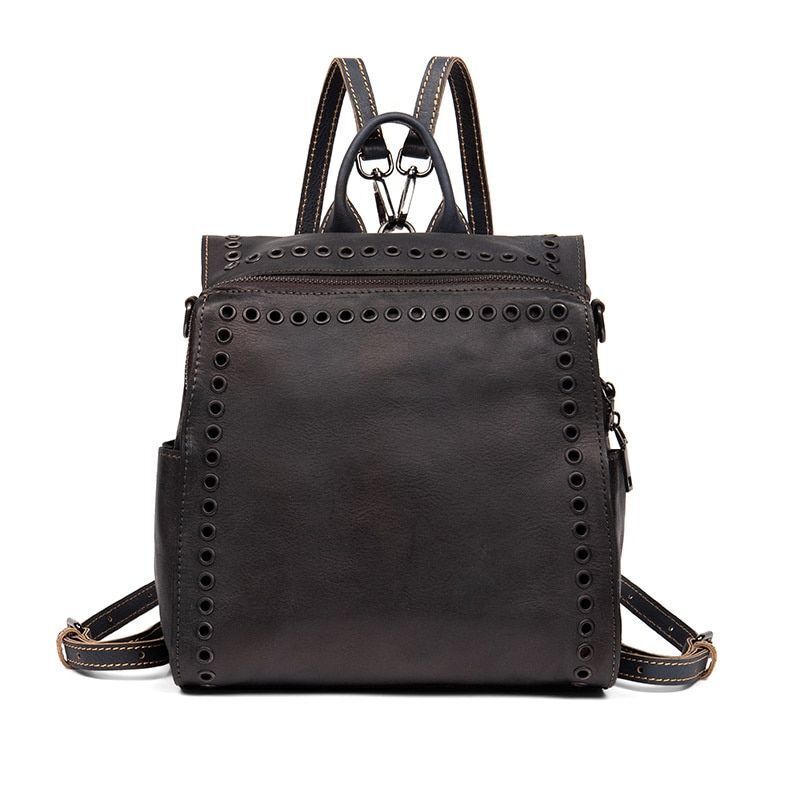 Vintage Genuine Leather Backpack Rubbing Double Shoulder School Bags Teenage 1PC