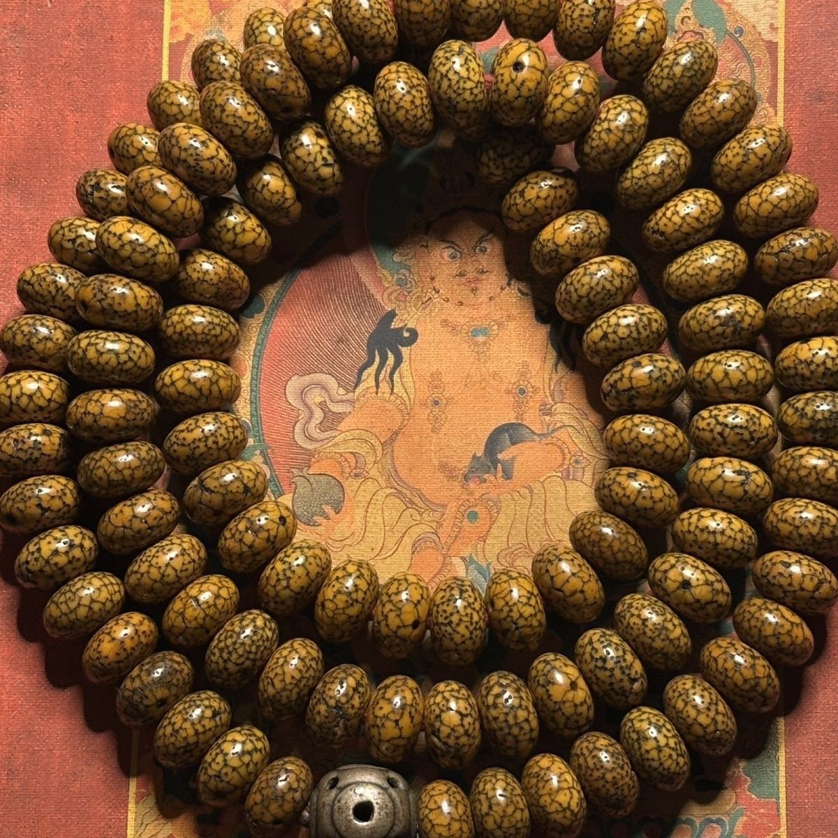 Tibetan Old Star Moon Mala 12mm 108 Prayer Beads Large Size