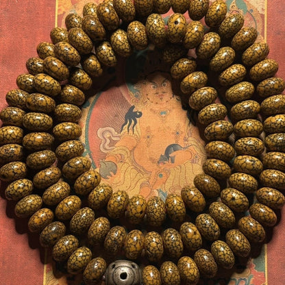 Tibetan Old Star Moon Mala 12mm 108 Prayer Beads Large Size