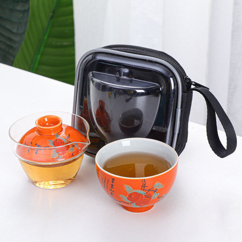 Portable Tea Set Porcelain Teacup Glass Gaiwan Vehicle Travel Teasets Tureen Lid