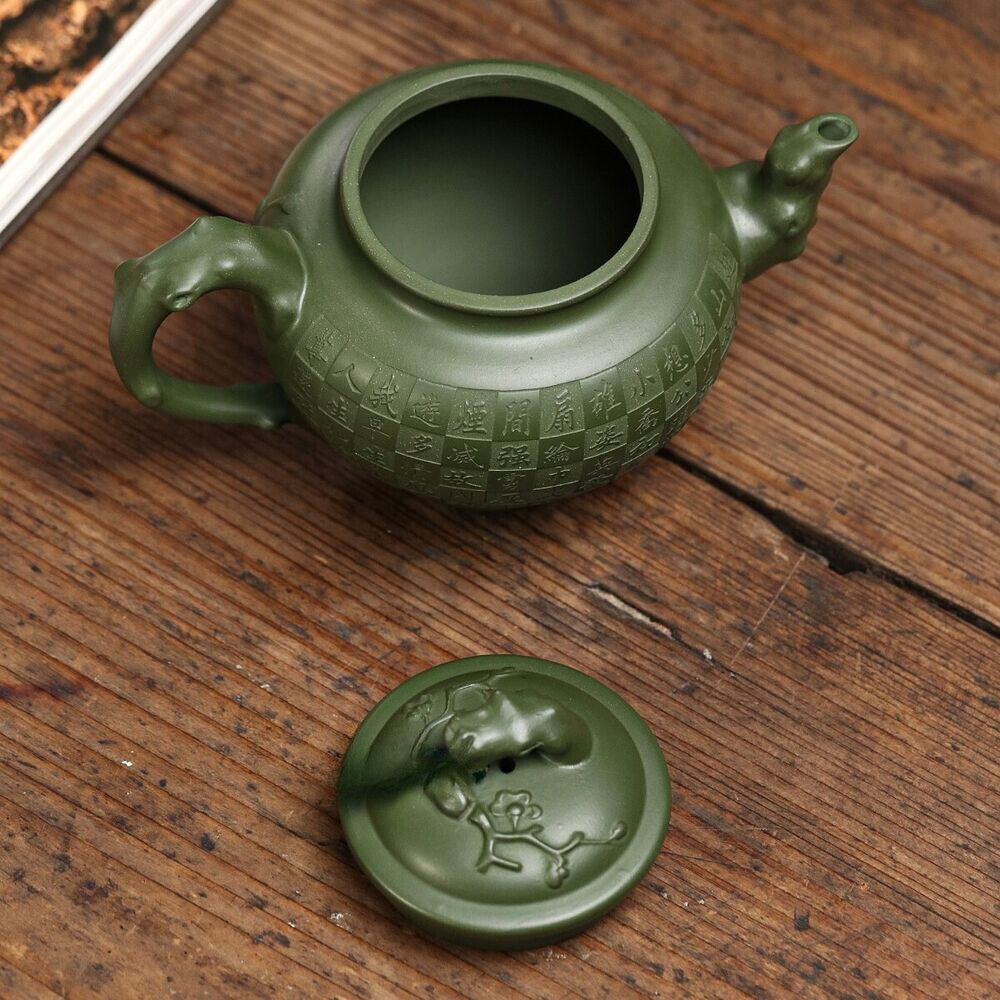 Full Handmade Tea Pot With String Bead Original Ore Real Yixing Zisha Green Clay