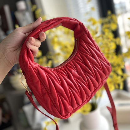 Genuine Leather Light Crescent Underarm Versatile Half Moon Shoulder Handbag 1PC