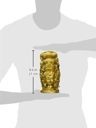 Hindu God Lord Brass 3 Face of Shiva with Goddess Parvati Face Idol Figurines