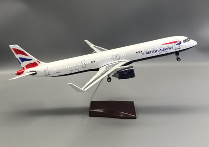 45CM 1:100 BRITISH AIRWAYS AIRBUS A321neo Airplane LED Sound Light Resin Model