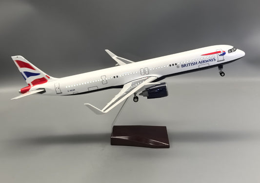 45CM 1:100 BRITISH AIRWAYS AIRBUS A321neo Airplane LED Sound Light Resin Model