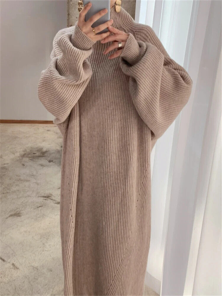 Women Dress Sweater Women Dress Thick Winter Dresses Turtleneck Black