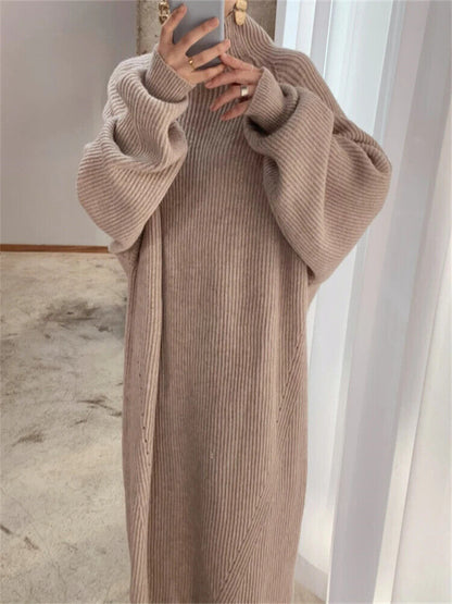 Women Dress Sweater Women Dress Thick Winter Dresses Turtleneck Black