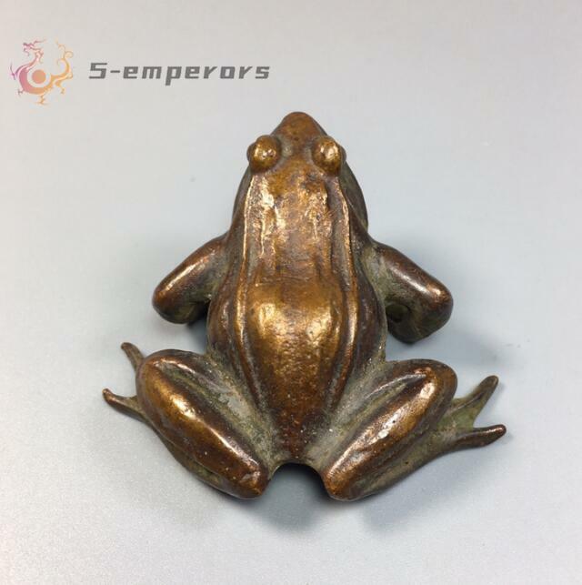 Rare Collectable Pure Copper Solid Frog Statue Chinese Tea Pet table decoration