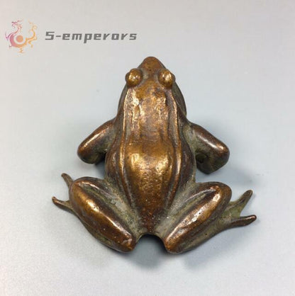 Rare Collectable Pure Copper Solid Frog Statue Chinese Tea Pet table decoration