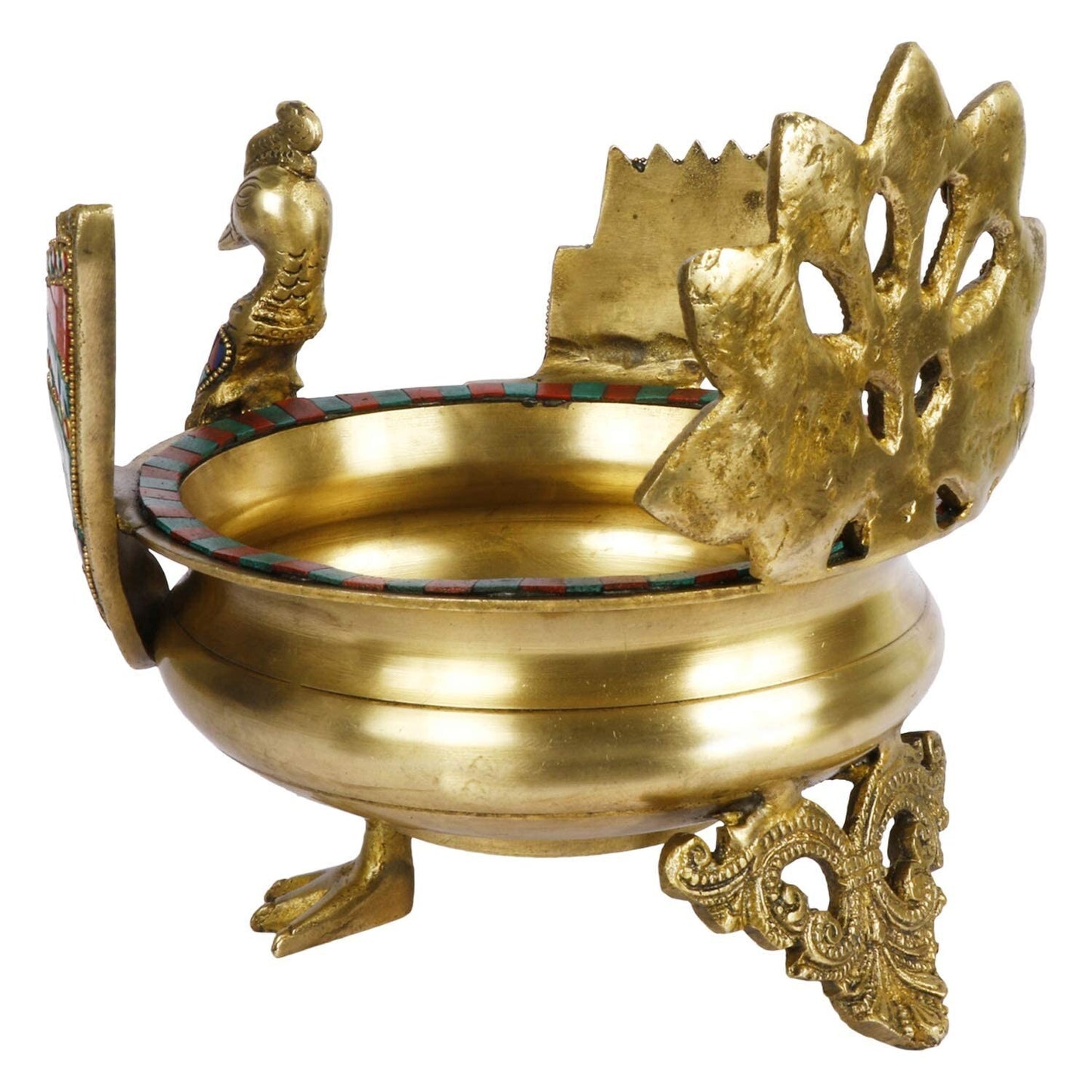 Brass Traditional Urli On Duck Shape Idol Figurine Home Decor Statue