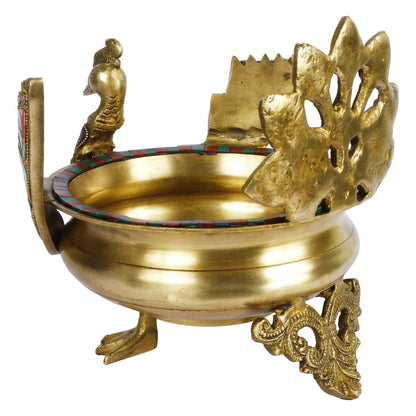 Brass Traditional Urli On Duck Shape Idol Figurine Home Decor Statue