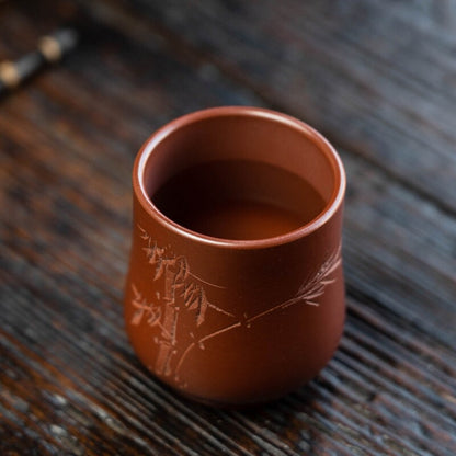 Chinese Tea Mug Real Yixing Zisha Dahongpao Clay Tea Cup Bamboo Carve Master Cup
