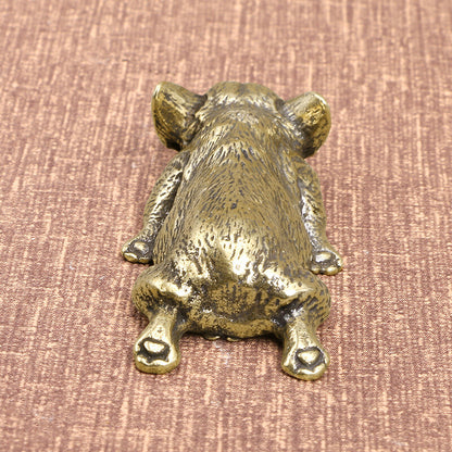 Solid Brass Corgi Dog Figurine Dog Statue Home Ornaments Animal Figurines Gift