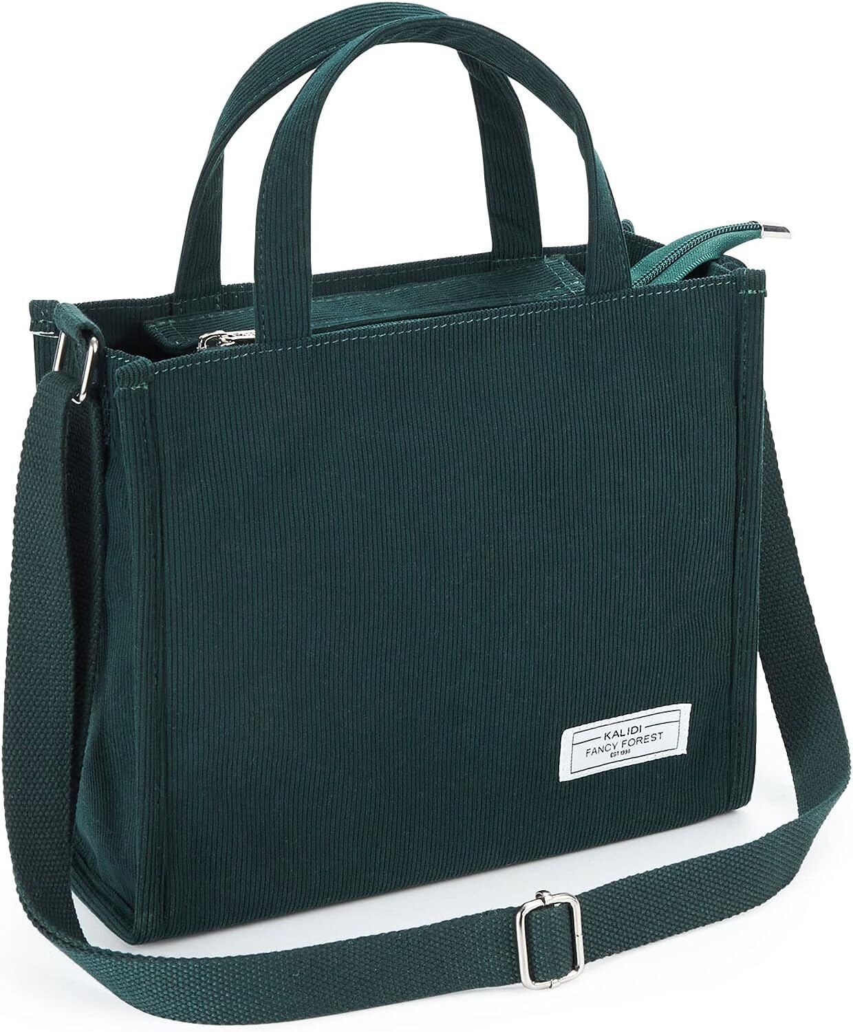 KALIDI Tote Bag for Women Corduroy Crossbody Bag Casual Zipper Tote Fashion Shou