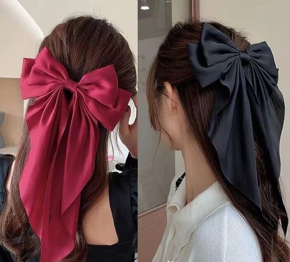 Women Hair Accessory Bowknot Long Strap Hairpin Temperament Back Spoon Pan Clips