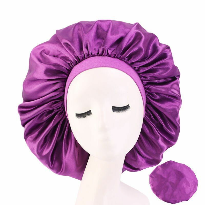 Sleep Night Cap Big Size Beauty Satin Silky Bonnet Head Cover Hat Curly Springy