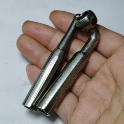 White Copper Octagonal Smoking Pipe with Mouthpiece Set Vintage Collectible