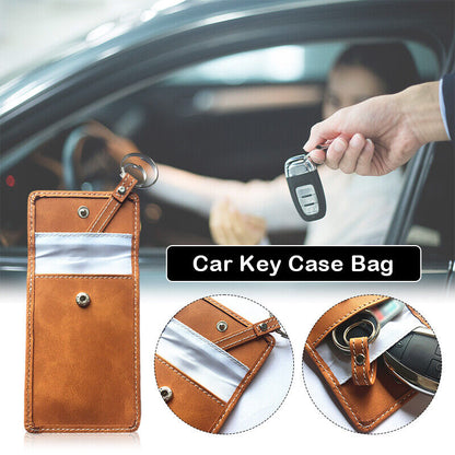 Leather Car Key Bag Wallet Holder Card Sheild Storage Bags Case Cover Protection