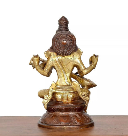 Brass Hindu Goddess of Knowledge Saraswati Idol Statue Figurine Sculpture