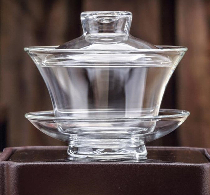 Chinese Tradition Gaiwan Thick Glass Tea Cup High Heat Resistant Tea Kung Fu Tea