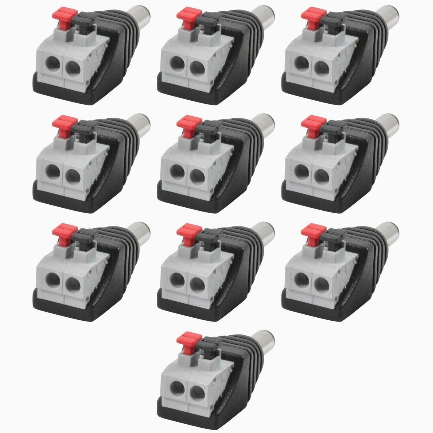 10Pcs Screwless Quick Connect Male 5.5x2.1mm DC Jack Plug For Led Strip.