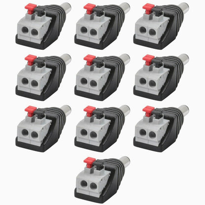 10Pcs Screwless Quick Connect Male 5.5x2.1mm DC Jack Plug For Led Strip.