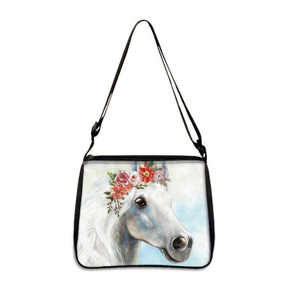 Horse Print Handbag Canvas Shoulder Bag Messenger Bags Travel Crossbody Nylon