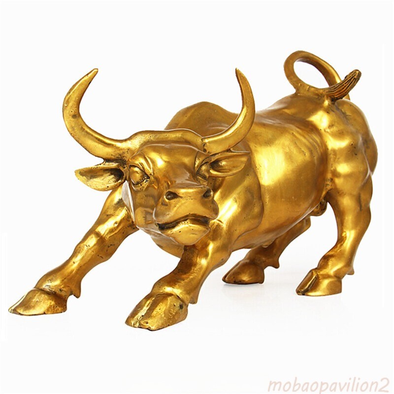 Wall Street Bronze Fierce Bull Big OX Statue-Brass 12cm/4.72 Inches Home Decor