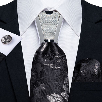 Men Necktie 3Pcs Luxury Striped Ties Cufflinks Pocket Square Wedding Accessories