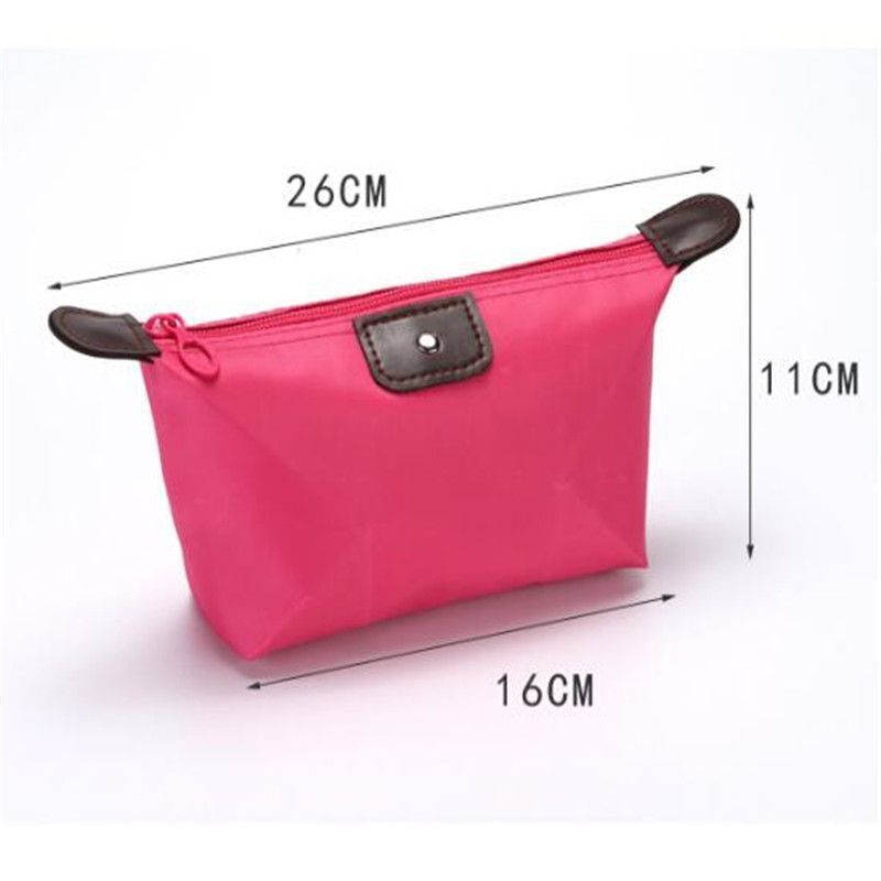 Travel Cosmetic Makeup Bag Organizer Waterproof Nylon Red Zipper Toiletry Case