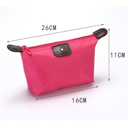 Travel Cosmetic Makeup Bag Organizer Waterproof Nylon Red Zipper Toiletry Case