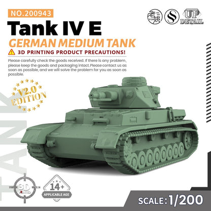 SSMODEL SS200943 1/200 Military Model Kit German Tank IV EMedium Tank