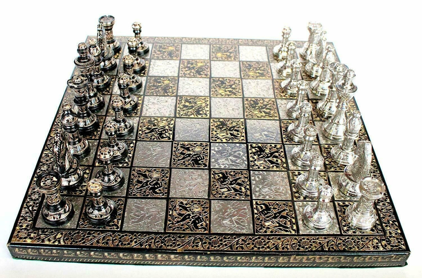 12" x 12" Collectible Premium Brass Made Chess Board Game Set- All Brass Pieces