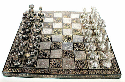 12" x 12" Collectible Premium Brass Made Chess Board Game Set- All Brass Pieces