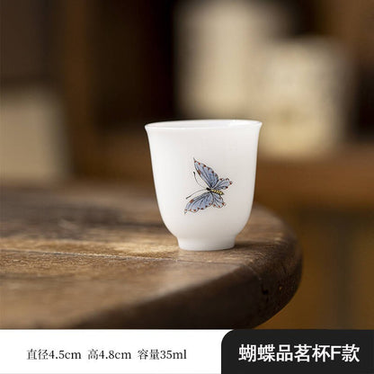 Ice Jade Porcelain Tea Cup Small Cup Hand-painted Butterfly Cup White Porcelain