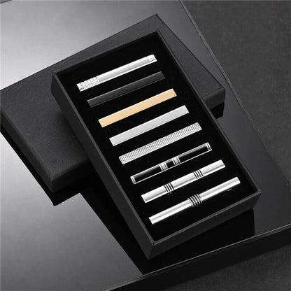 Tie Clips 8Pcs Copper Short Pins Set W/ Gift Box Accessories Men Shirt Cufflinks