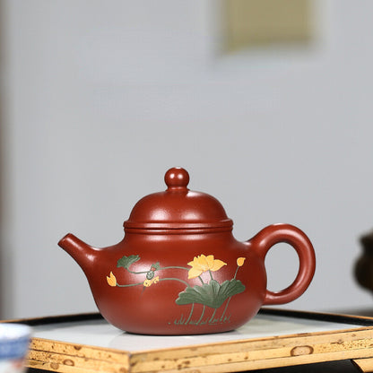 China Yixing Zisha Pottery Clovershrub Clay Handmade 260cc Lotus Teapot