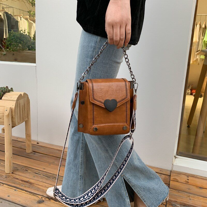 Handbag Synthetic Leather Messenger Crossbody Bag Retro Shoulder Bag 34*16 CM