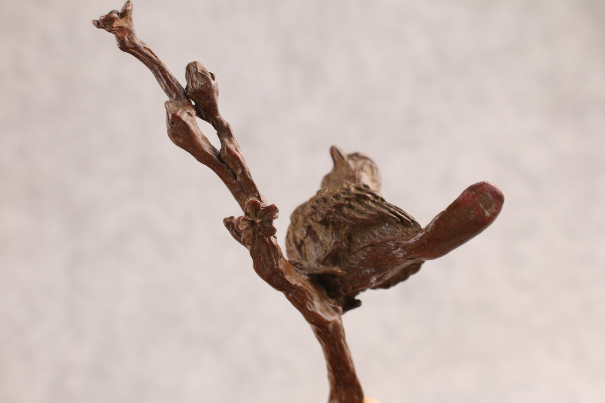 10cm H Lucky bird on club Collection chinese bronze home decor decoration